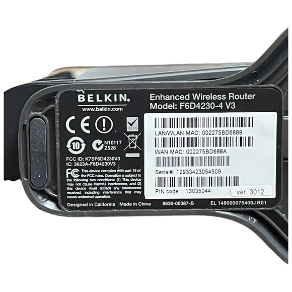Belkin Enhanced Wireless Router Model F6D4230-4 V3 Ver 3012 No Wires WORKS - Picture 5 of 12